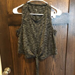 ZYIA Active Gray Asymmetrical Split Wrap Back Tie Workout Tank Top Size Small